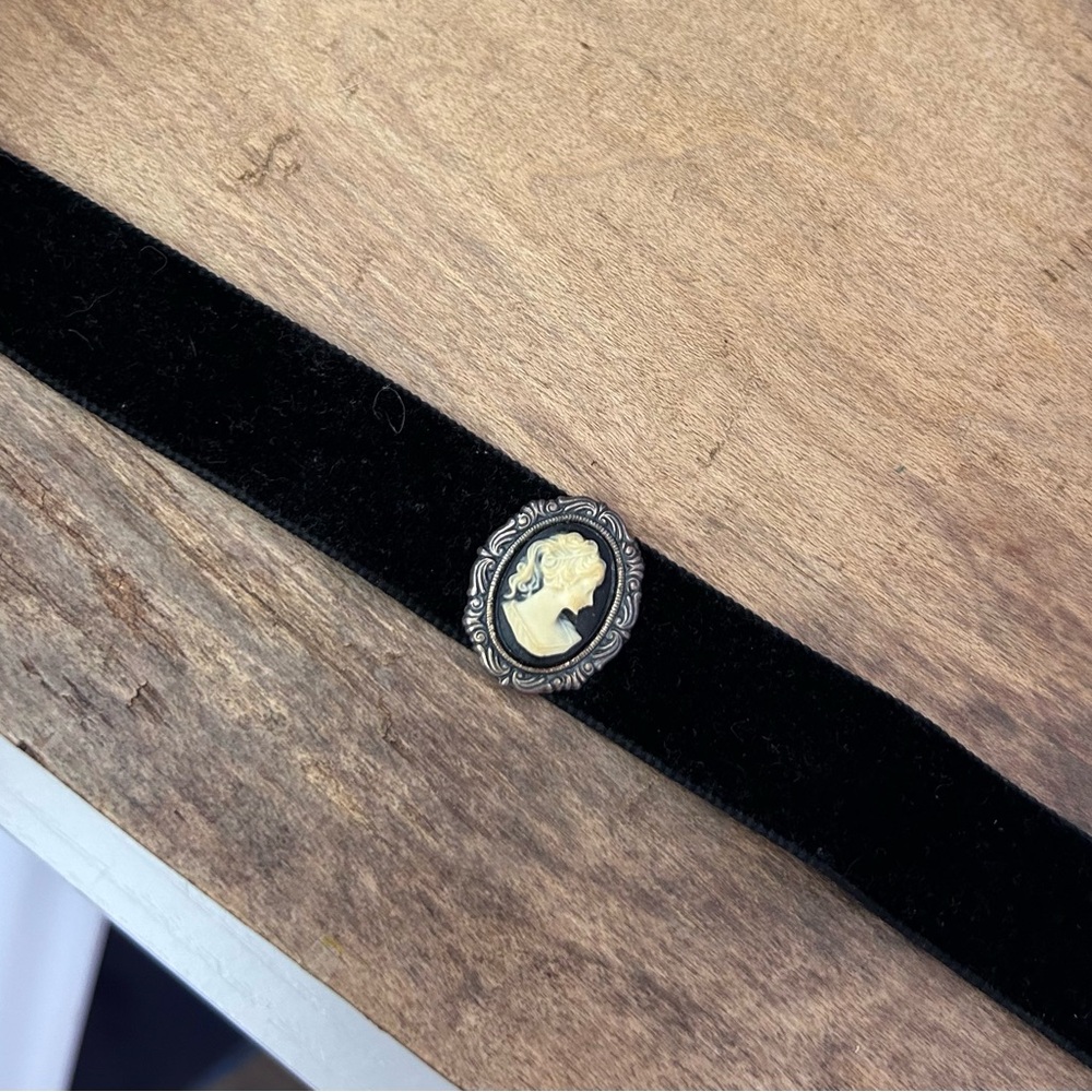 Black Velvet Choker with Cameo Pendant